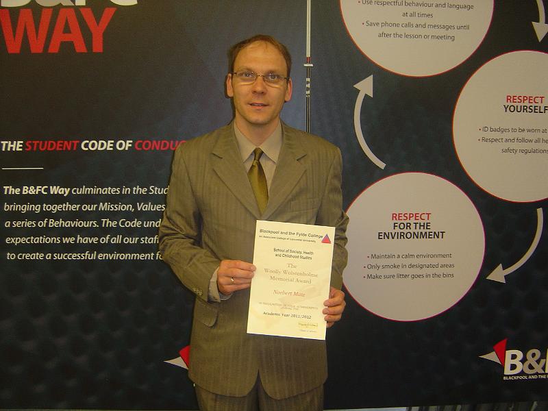 awards et al 2 018.JPG - Norbert with the award certificate, June 28th, 2012.